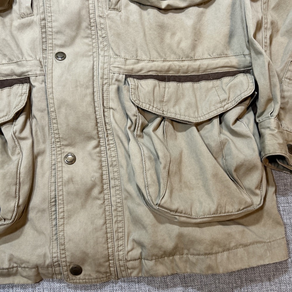 VTG Cabela's Medium Khaki Utility Jacket Outdoor Gear Military Hunting Fishing - Picture 4 of 15